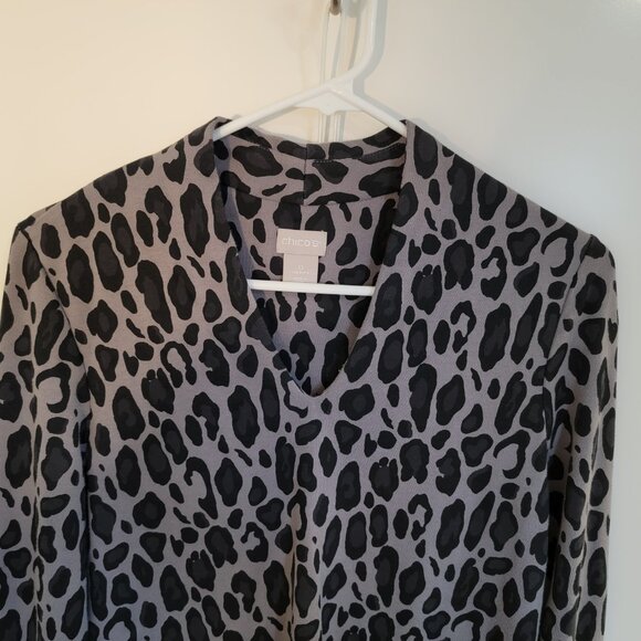 Chico's Tunic Top Animal Print Black Gray Women Size Small - Picture 8 of 14